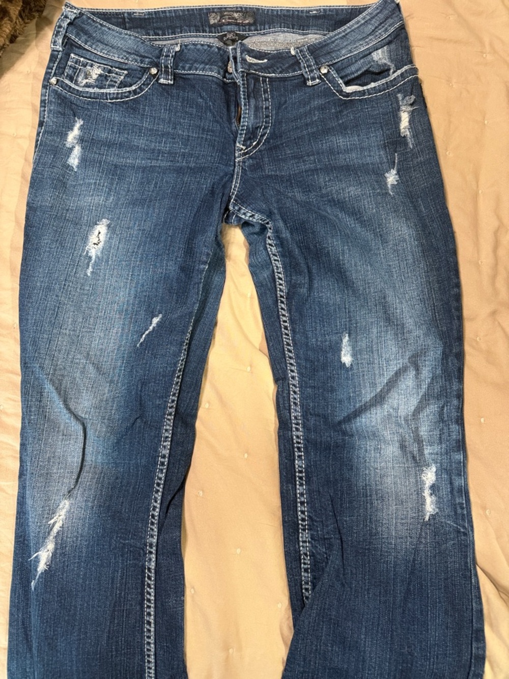 Silver Jeans Suki Surplus distressed and added details